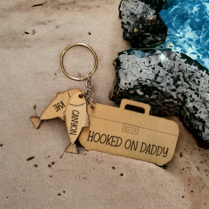 Hooked on Daddy Tackle Box Keychain