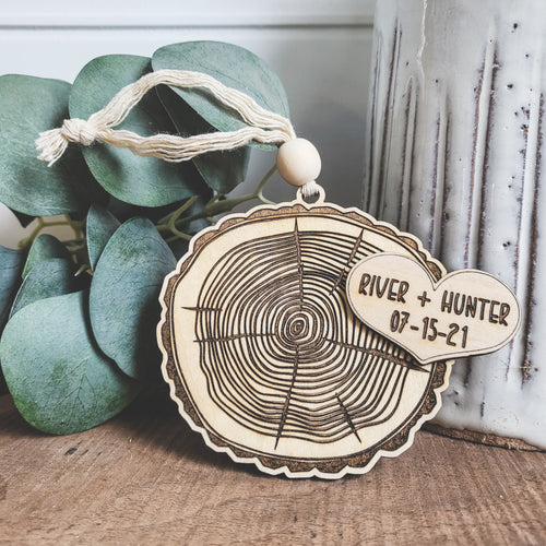 tree slice personalized ornament - 0