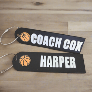 Basketball backpack tag, sports bag tag, personalized name tag for gym bag