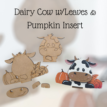Load image into Gallery viewer, Dairy Cow with Leaves &amp; Pumpkin Insert