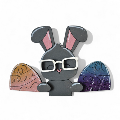 Easter Bunny with Glasses & Eggs
