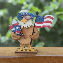 Load image into Gallery viewer, Standing Eagle with Fireworks and Flag