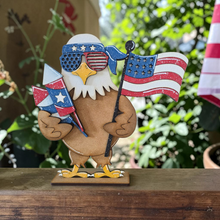 Load image into Gallery viewer, Standing Eagle with Fireworks and Flag