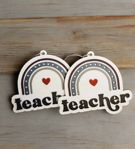 teacher rainbow bag tag keychain rear view mirror charm - 0