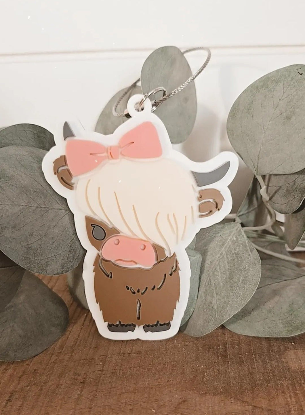 bow bag tag keychain - 0