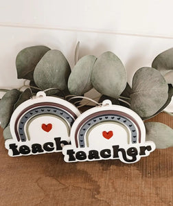 teacher rainbow bag tag keychain rear view mirror charm - 3