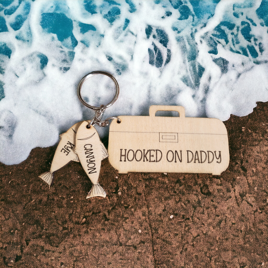 Hooked on Daddy Tackle Box Keychain