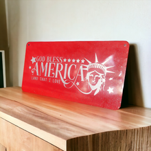 Load image into Gallery viewer, God Bless America Red Aluminum Yard Flag