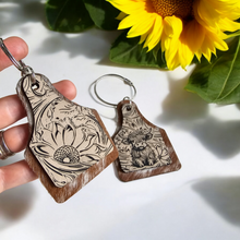 Load image into Gallery viewer, Cowhide Ear Tag Layered Keyring