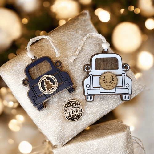 nostalgic winter truck ornament - 0