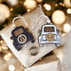 nostalgic winter truck ornament - 0