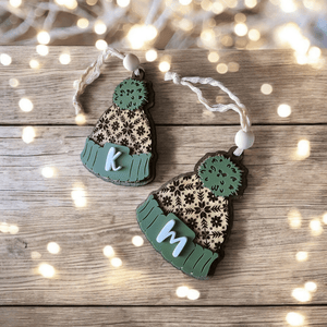 monogrammed beanie ornament gift tags - 1