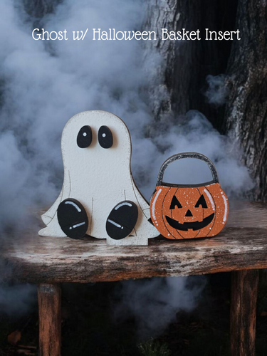 Ghost with Halloween Basket Insert