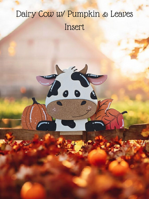 Dairy Cow with Leaves & Pumpkin Insert
