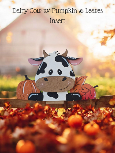 Dairy Cow with Leaves & Pumpkin Insert